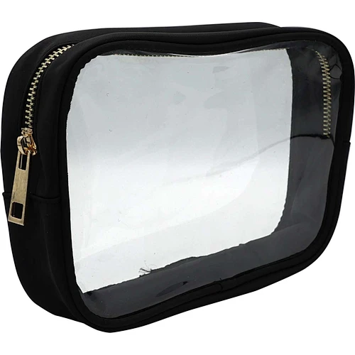 CLEAR RECTANGULAR POUCH-BLACK